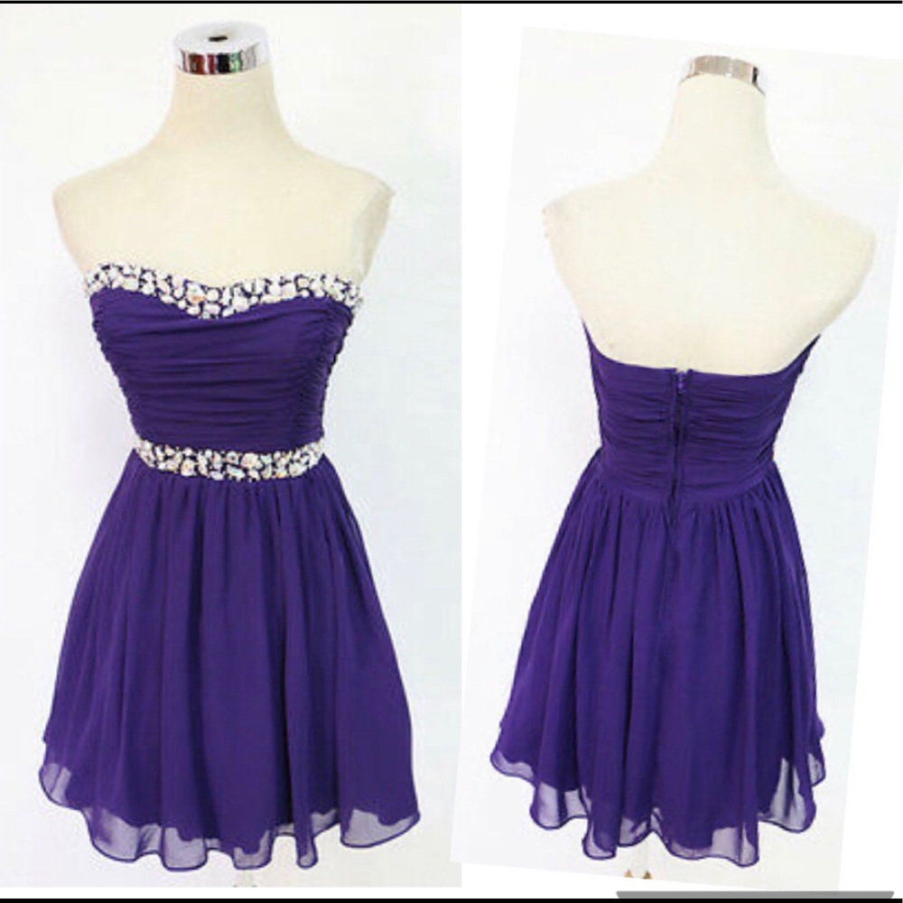 Windsor sequins Rhinestones strapless Purple dress size 7/8